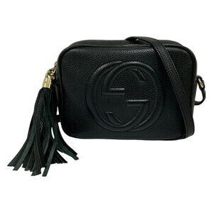 GUCCI Soho Disco Bag Shoulder Tassel Crossbody Leather Black